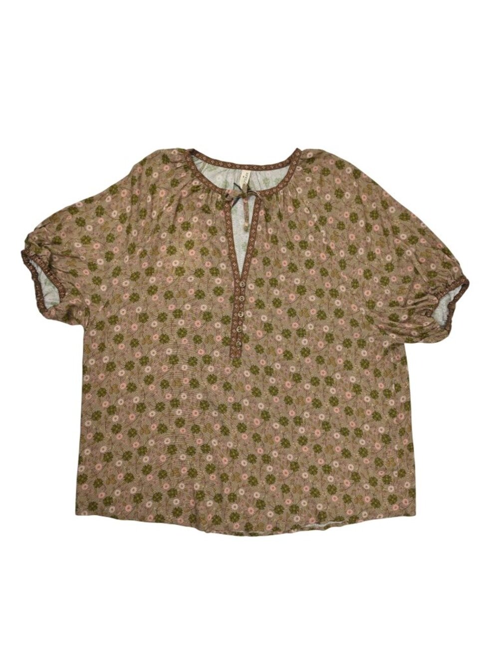 SPELL Swan Lake Short Sleeve Blouse in Sage